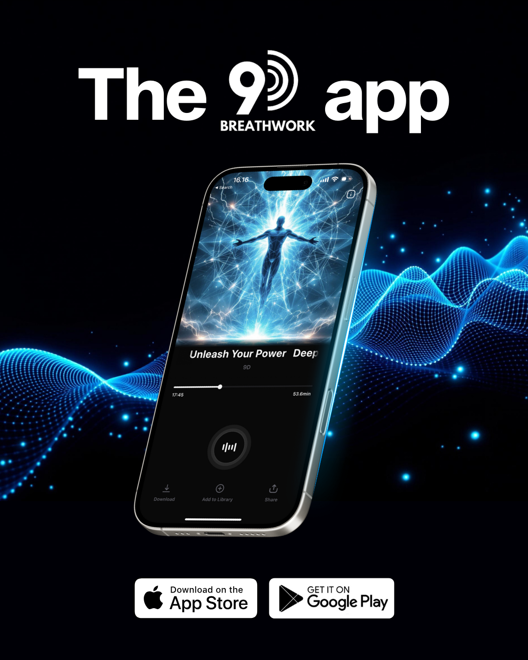 9D Breathwork App on mobile phone